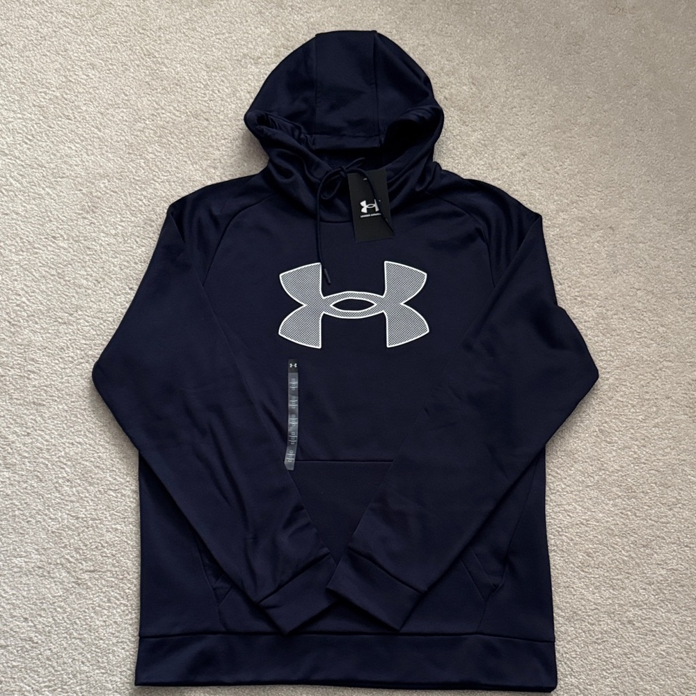 Men’s Medium Under Armour Navy Big Logo Hoodie (NWT)